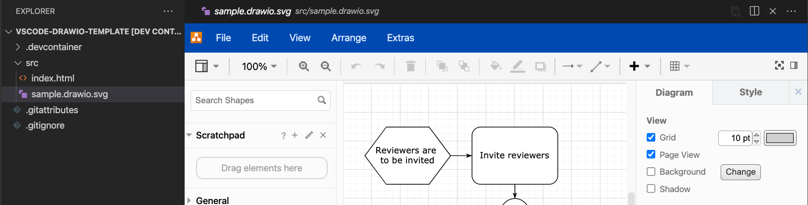 embedded draw.io inside vscode